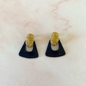 Vintage Navy & Gold Knotted Earrings